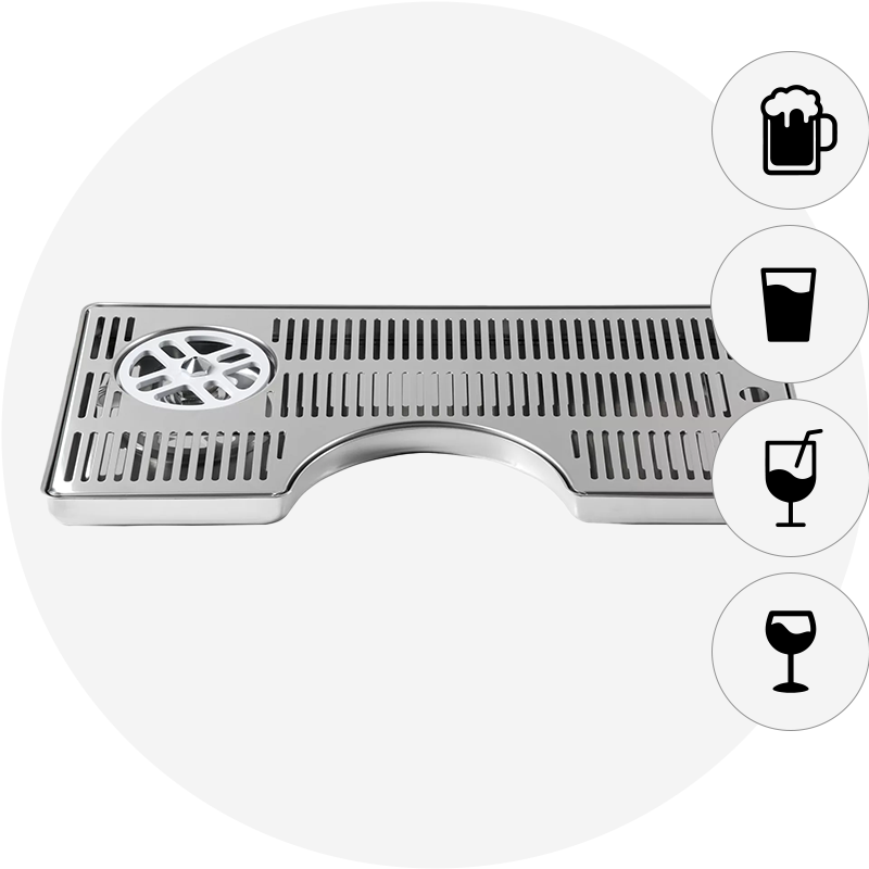 Drip tray with outlet and glass rinser-icon